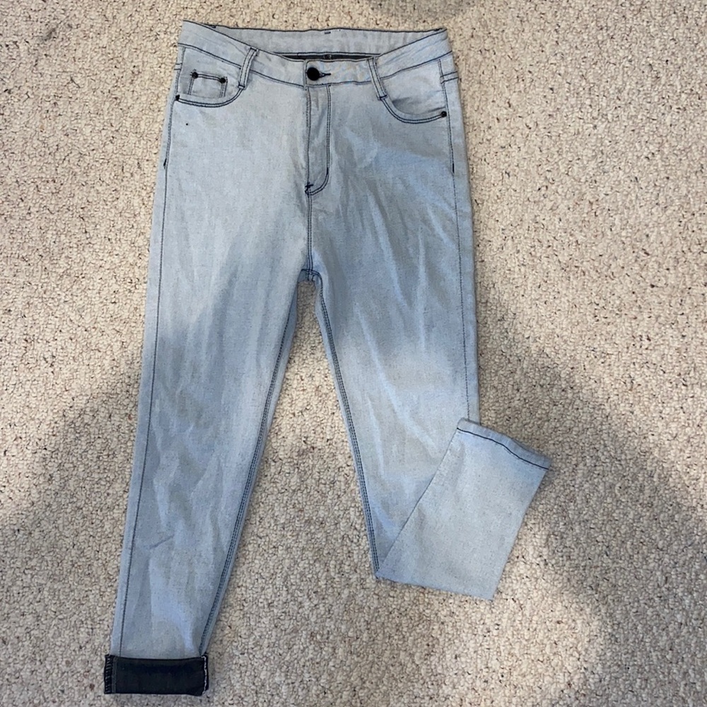 Light Washed Black Seam Jeans